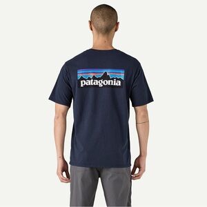 Patagonia Men's P-6 Logo Responsibili-Tee® in New Navy, Graphic Logo on Back, M